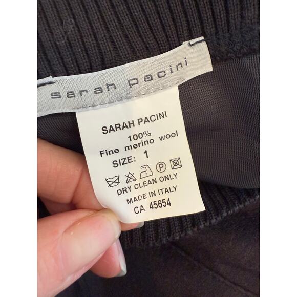 Sarah Pacini Italian Merino Wool Bubble Hem Midi Skirt Charcoal Gray - Picture 6 of 8